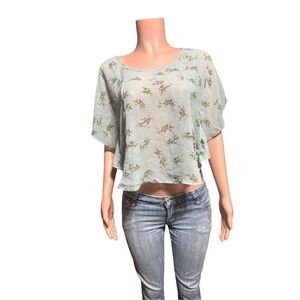 Pulp floral printed light weight poncho polyester top M